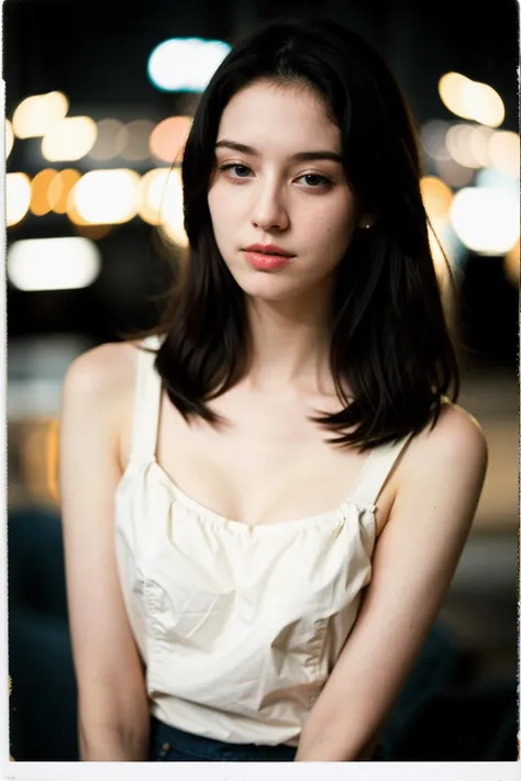 polaroid photo, night photo, photo of 24 y.o beautiful woman, pale skin, bokeh