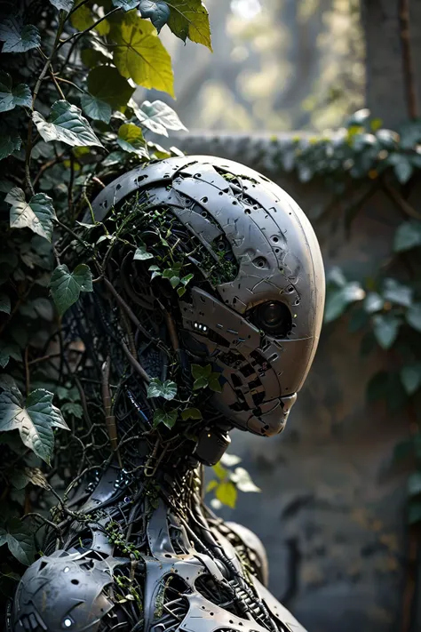 noface cyborg made from fractal vines, concret wall, ivy, plantts<lora:Faceless_Cyborgs-000014:0.8> <lora:Fractal_Vines:1> ziprealism SK_CINEMATIC, masterpiece, best quality, ultra high res, (photorealistic, realistic:1.2), deep shadow, raw photo, film grain, Fujifilm XT3, 8k uhd, dslr, <lora:EnvyBetterHiresFixXL01:1>
