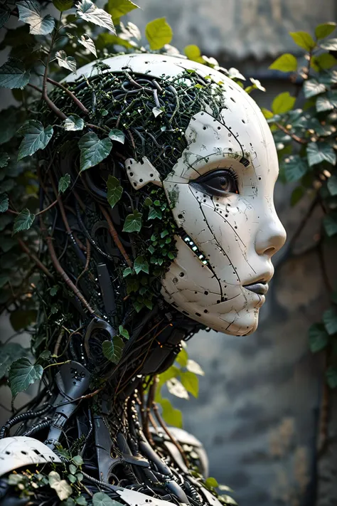 noface cyborg made from fractal vines, concret wall, ivy, plantts<lora:Faceless_Cyborgs-000014:0.8>  <lora:Fractal_Vines:1>  ziprealism SK_CINEMATIC, masterpiece, best quality, ultra high res, (photorealistic, realistic:1.2), deep shadow, raw photo, film grain, Fujifilm XT3, 8k uhd, dslr, <lora:EnvyBetterHiresFixXL01:1>