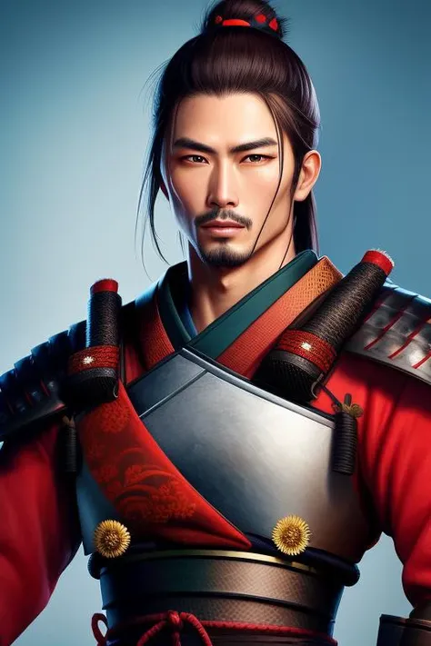 male samurai, realistic