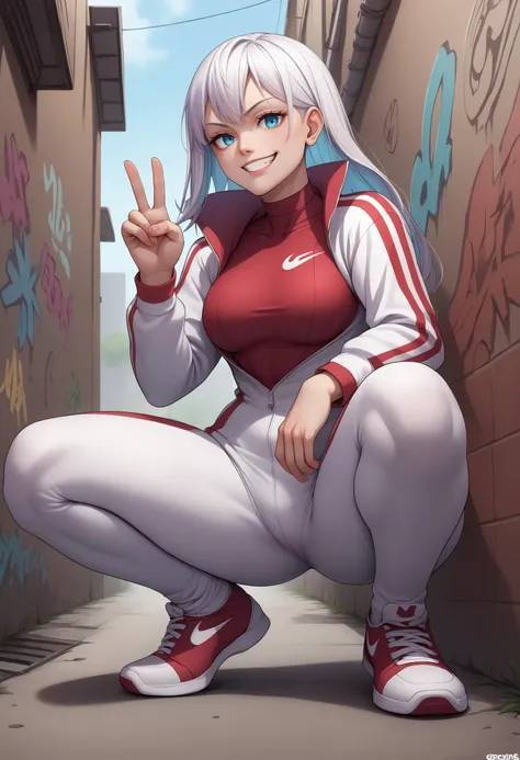 score_9, score_8_up, score_7_up, score_6_up, BREAK source_anime,pschan,white hair,slav squatting,alley,playstation logo,spray paint,graffiti,track suit,nike jordans,v,grin <lora:PSchanXLPD:1>