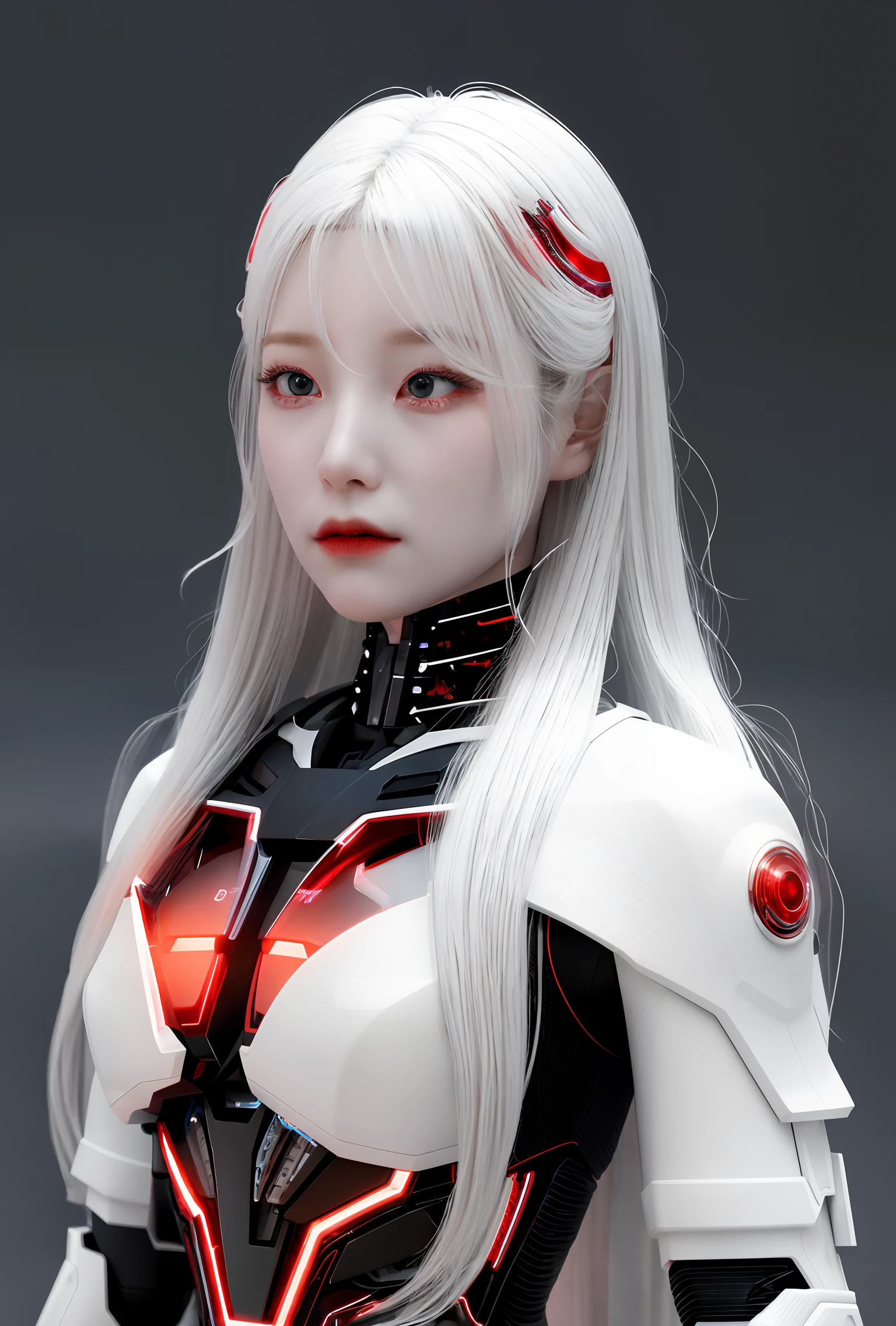 straight face looking at camera,.complex 3d render ultra detailed of a beautiful porcelain profile woman android face, cyborg, robotic parts, 150 mm, beautiful studio soft light, rim light, vibrant details, luxurious cyberpunk, lace, hyperrealistic, anatomical, facial muscles, cable electric wires, microchip, elegant, beautiful background, octane render, H. R. Giger style, 8k, best quality, masterpiece, illustration, an extremely delicate and beautiful, extremely detailed,black and red,1girl,long (white hair),masterpiece, best quality, mechanization,(samurai),by famous artist,microprofile,Mechanical bone with Mechanical wings (highly detailed), ultra-detailed, high resolution, extremely detailed CG, unity 8k wallpaper, caustics, textile shading, super detailed skin, perfect anatomy,detailed,KPOP,IDOL,
<lora:fromis9Jiheon_fromis9Jiheon2023128DB:1> <lora:koreanDollLikeness_v15:0.3>