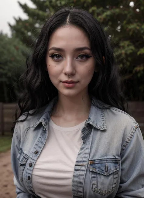 RAW Photo, professional color graded, BREAK portrait photograph of girl SkylarV0x, black hair ((makeup, eyeliner)), wearing casual shirt, ((in backyard)), sharp focus, HDR, 8K resolution, intricate detail, sophisticated detail, depth of field, analogue RAW DSLR, photorealistic, looking at viewer, <lora:detailed_eye:0.8>, <lora:SkylarV0x:0.85>, <lora:quickfix:1>