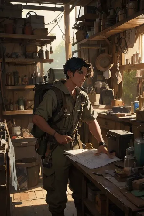 mechanic equipments, jungle, secret, advanced, colorful, creative art, concept art, cinematic, studio, composition, (best quality:1.3), (masterpiece:1.3)