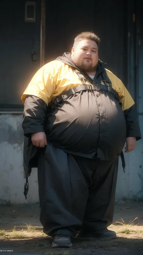Realistic,masterpiece,best quality,cinematic lighting,natural shadow,highest detail,professional photography,detailed background,depth of field,insane details,intricate,aesthetic,detailed face,subsurface scattering,realistic hair,realistic eyes,Zoom Shot,
r1ge,1man,solo,photo of a fat man,full body,Side-swept fringe,Canary yellow hair,open clothes,
<lora:techwear:0.8>,techwear,
<lora:Neobro2:0.8>,
<lora:add_detail:0.5>,<lora:æ³å
:0.5>,
<lora:weight_slider_v2:2>,<lora:muscle_slider_v1:-1>,<lora:r1ge - AnimeRage:0.5>,