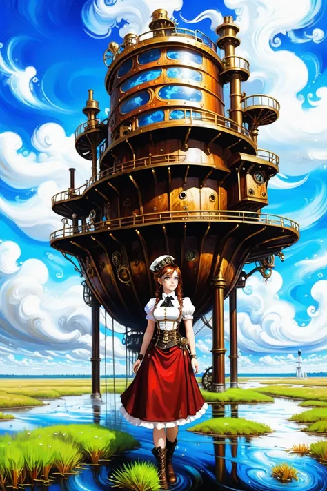 oil painting, steampunk, <lora:EnvySendNoodzXL01:-0.5>1girl, woman, beautiful, noon, blue sky, clouds, architecture, indoor Nihilcore war room in a Salt Marsh<lora:EnvyBetterHiresFixXL01:0:hr=1><lora:EnvySwirlPaintingXL01:1>