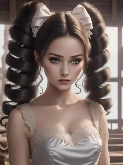 breathtaking photorealistic beautiful woman, solo, twintails, medium hair, hair bow, intricate petticoat dress <lora:xl_mega_twin_drills-1.0:1> . award-winning, professional, highly detailed