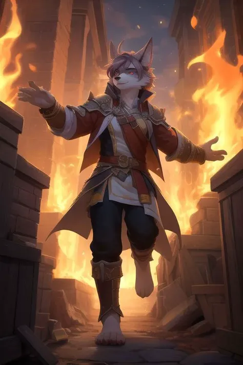Barefoot furry character, full body, solo, furry male, vivid colors, cinematic,
The adventure begins
They were always beside you
Your nerdy best friends
And the DM to guide you
And they rise from the flames for the battles ahead
...
They got magic and flair
They got falchions and cunning
They don't see over there
There's a monster incoming
Inspiration is waiting
Rise up, don't think twice
Put your fate in your hands
Take a chance, roll the dice
Can you answer the call
Dig in deep in your soul
As the legend unfolds
Now it's your turn
To roll
BREAK, detailed background, 8K, (masterpiece:1.5), intricate details, highly detailed, extreme detail, octane render, Professional Photography, fine art, best quality, highres, (detailed face:1.5), ((full_body)), UHD, (((perfect hands))), low ligth:1.2