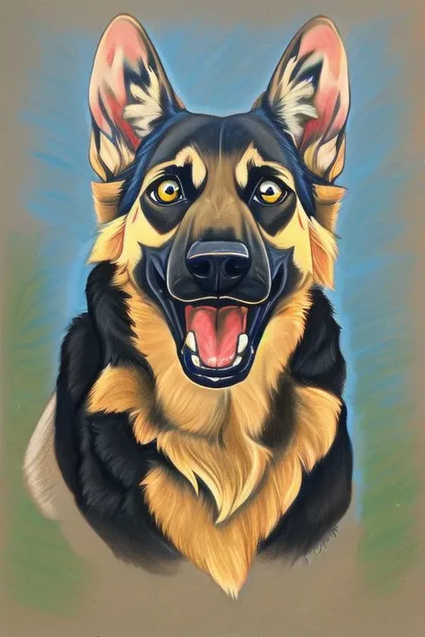 German shepherd, open mouth, tongue hanging ou