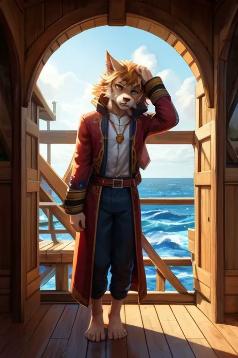 (((Barefoot furry character, full body, cinematic setting, male)))
Masquerading as a man with a reason.
My charade is the event of the season
and if I claim to be a wise man, well
it surely means that I don't know.
On a stormy sea of moving emotion
tossed about I'm like a ship on the ocean.
I set a course for winds of fortune,
but I hear the voices say:
(Carry on my wayward son.)
(There'll be peace when you are done.)
(Lay your weary head to rest.)
(Don't you cry no more.)
BREAK, detailed background, 8K, (masterpiece:1.5), intricate details, highly detailed, extreme detail, octane render, fine art, best quality, highres, (detailed face:1.5), ((full_body)), UHD, (((perfect hands)))