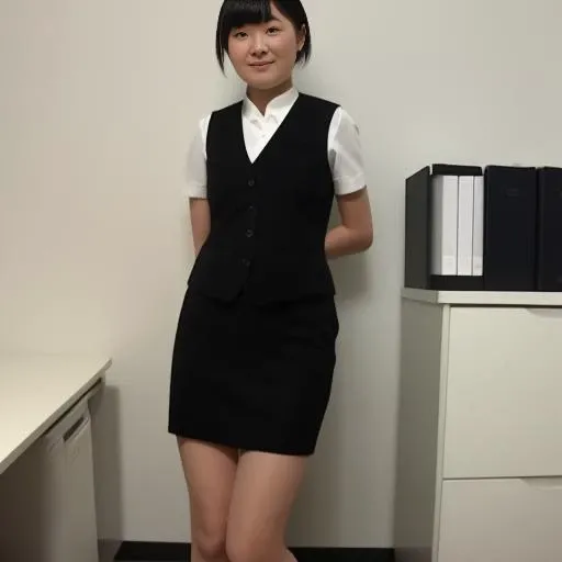 masterpiece, best quality, realistic,1girl,solo:1.4,25 years old,black vest, black skirt,white shirt,short sleeves,full body,pencil skirt, <lora:officelady:0.7>office-lady