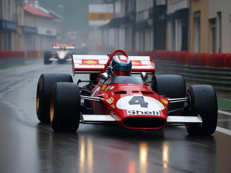 photo of a f312b, ultra detailed livery, 8k uhd, high quality, driving down a street, rainy weather, reflections on the car's bodywork and on the wet asphalt , 4k, glimpses of sunlight, vibrant color, 70s shot <lora:f312b_SDXL-LoRA-v02-000010:0.6> <lora:offset_0.2:0.3>