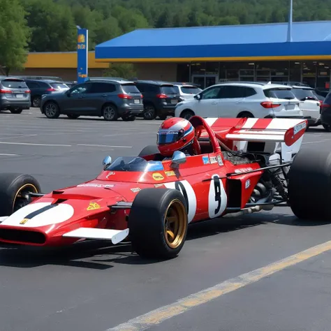 photo of a f312b, ultra detailed livery, 8k uhd, high quality, (parked in a walmart parking lot:1.4), shopping carts, customers, early hours of the morning of a summer day, 4k, glimpses of sunlight, vibrant color <lora:f312b_SDXL-LoRA-v02:0.7>