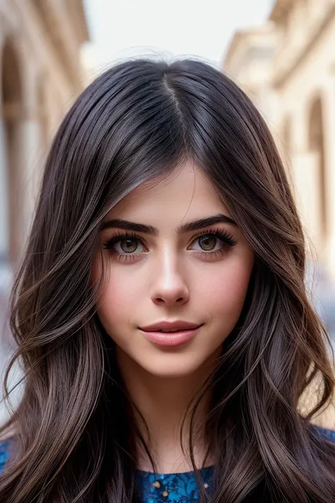 photo of beautiful (azzyl4nd:0.99), a woman in a (roman city:1.1), perfect hair, wearing (silk:1.2), modelshoot style, (extremely detailed CG unity 8k wallpaper), professional majestic (photography by irving penn:1.1), (Sony a7C Mirrorless Camera), 24mm, exposure blend, hdr, faded, extremely intricate, High Detail, Sharp focus, dramatic, soft cinematic light, (looking at viewer), (detailed pupils), cute smile, 24mm, 4k textures, soft cinematic light, adobe lightroom, photolab, elegant, ((((cinematic look)))), soothing tones, insane details, hyperdetailed, low contrast