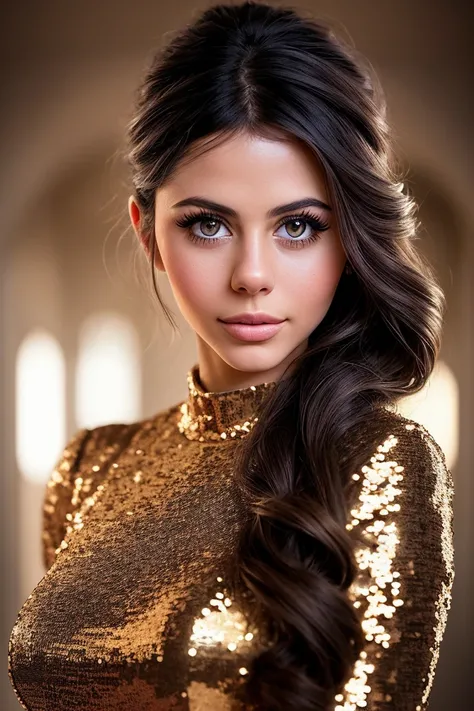 photo of beautiful (azzy1and:0.99), a woman in a (infirmary:1.1), perfect hair, hair upsweep updo, wearing (sequined:1.2), modelshoot style, (extremely detailed CG unity 8k wallpaper), professional majestic (photography by tim walker:1.1), (Horseman 4×5 (45HD) Camera), 24mm, exposure blend, hdr, faded, extremely intricate, High Detail, Sharp focus, dramatic, soft cinematic light, (looking at viewer), (detailed pupils), cute smile, 24mm, 4k textures, soft cinematic light, adobe lightroom, photolab, elegant, ((((cinematic look)))), soothing tones, insane details, hyperdetailed, low contrast