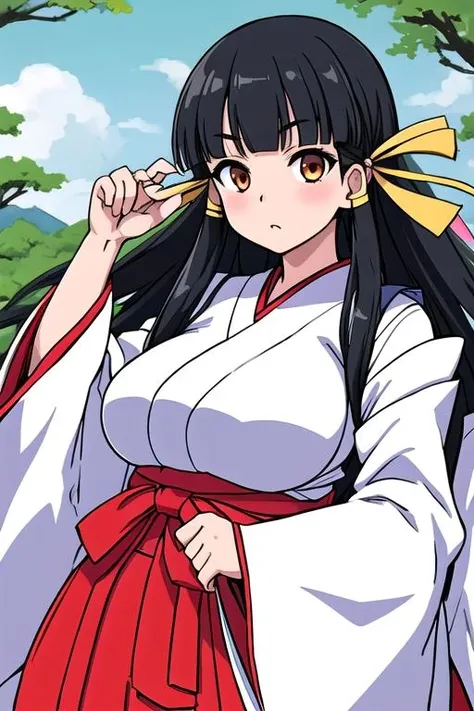 <lora:MaoriKasuga__vol1_2023_10_21:1>\MaoriKasuga\,type1_2, solo, miko, japanese clothes, red hakama, hakama skirt, hakama, hair ribbon, tabi,