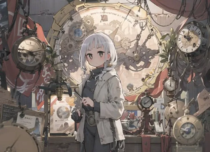 cinematic lighting, god ray,
((1girl)), cowboy shot, (white pupils,),
steampunk,gears,pendulum clock,balance scale, (astronomical clock),
<lora:moffmachi_style-LyCORIS-V1-000015:1.2>