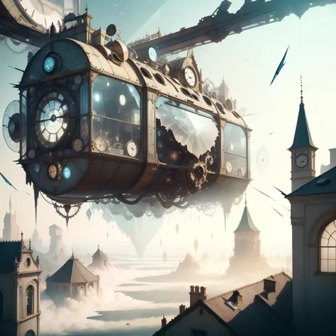 <lora:FragRealityTech-20:0.9>,fragrealitytech , scifi , shattered warped reality , refractions, space time ,
(crowded shopping district :1.1) , a train in the air