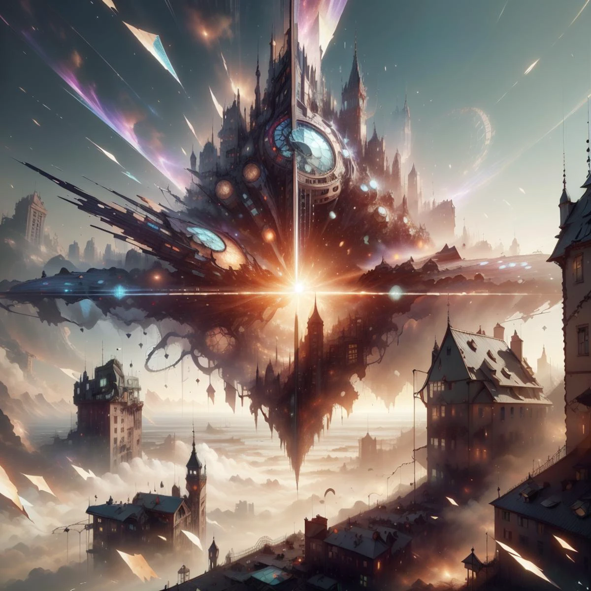 <lora:ExplosionMagic-20:0.7>, explosionmagic , (city:1.3),
<lora:FragRealityTech-20:0.7> fragrealitytech , shattered warped reality, scifi,