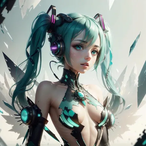 <lora:FragRealityTech-20:0.9>,fragrealitytech , scifi , shattered warped reality ,
hatsune miku, 1girl,