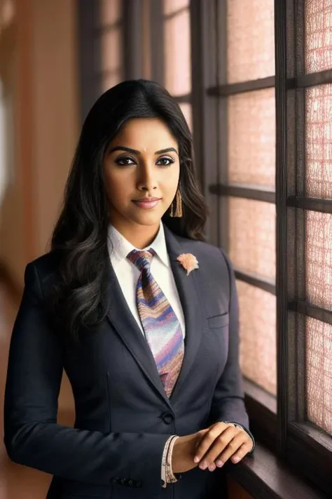a women indianasin <lora:asin_model:0.85>, wearing a tie, school, indoors, (soothing tones:1.25), (hdr:1.25), (artstation:1.2), dramatic, (intricate details:1.14), (hyperrealistic 3d render:1.16), (filmic:0.55), (rutkowski:1.1), (faded:1.3)