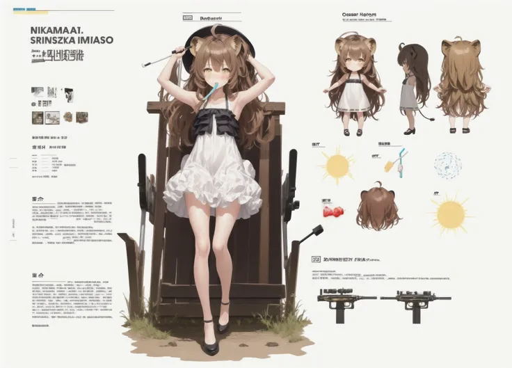 <lyco:blue_archive_character_profile-nai:1>
1girl, dress, sundress, virtual_youtuber, animal_ears, solo, lion_ears, long_hair, hat, armpits, brown_hair, white_dress, popsicle, looking_at_viewer, ahoge, yellow_eyes, food, sleeveless, crossed_bangs, mouth_hold, sleeveless_dress, bangs, blush, sun_hat, hair_between_eyes, bare_shoulders, lion_girl, halterneck, bare_arms, sweat, bus_stop, food_in_mouth, frilled_dress, arms_up, outdoors, collarbone, (masterpiece,best_quality, high_quality, highres)