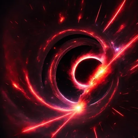 anime, a blackhole surrounded by high velocity stars shooting red lasers out into space (BlackholeEngine style:1) <lora:djzBlackholeEngine:0.8>