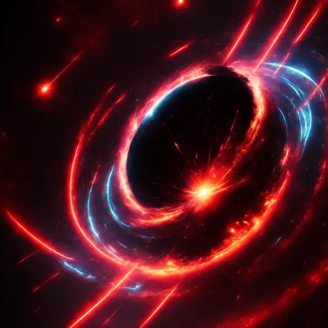 anime, a blackhole surrounded by high velocity stars shooting red lasers out into space (BlackholeEngine style:1)  <lora:djzBlackholeEngine:0.8>
