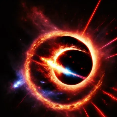 photo, a blackhole surrounded by high velocity stars shooting red lasers out into space (BlackholeEngine style:1) <lora:djzBlackholeEngine:0.8>