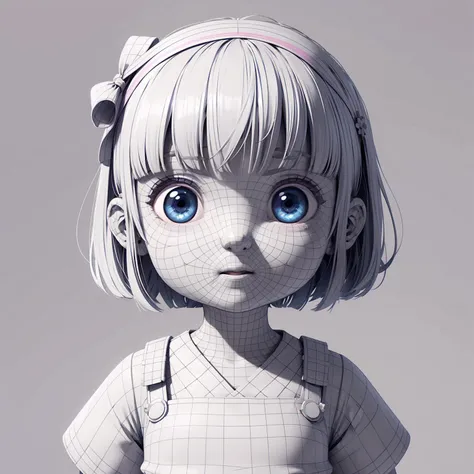 1girl, solo, hairband, blonde hair, , simple background, blue eyes, bangs, hair bow, polka dot, looking at viewer, female childnt bangs, purple background, closed mouth, upper body, short hair, pink bow
wireframe, monochrome, <lora:topo_v3_t2i:0.6> ,