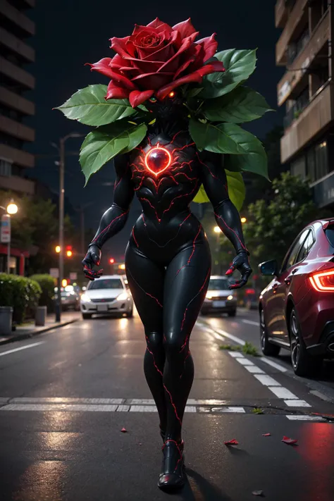 1kaijin, full_body, solo, outdoors, street, city, cars, people,
red rose, yellow eyes, plant, leaf, looking at viewer, glowing, glowing eyes, vines
(masterpiece, best_quality:1.3), (realistic:1.3), photorealistic,
<lora:kaijin_v5-000018:0.8>
<lora:stylized_3dcg_v4-epoch-000012:0.4> ,
