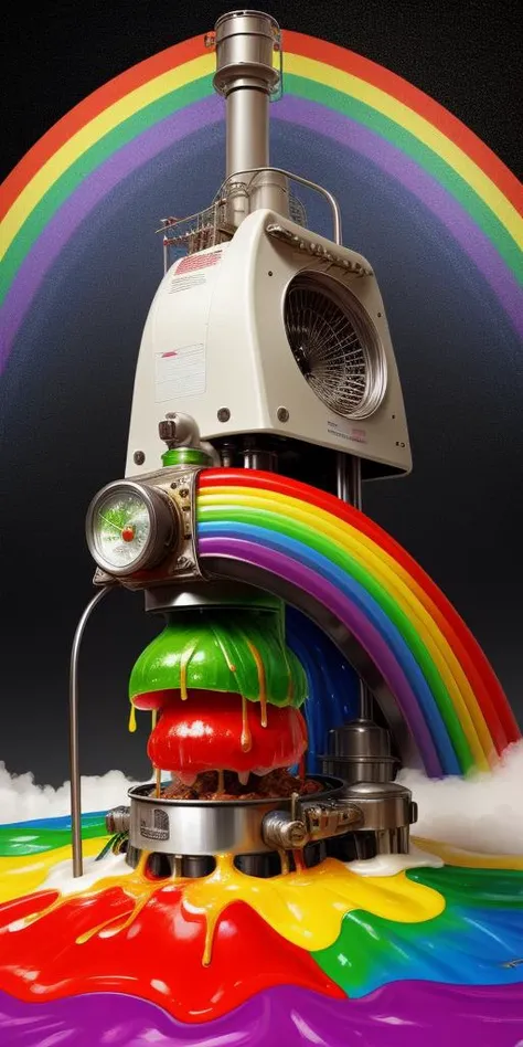 (FOOD_CRIT:1.1) A perfect (sci-fi) animated image of a (Rainbow melting machine::Land_style:1.2) by Dr. Suess in(goosebumps ART BY TIM JACOBUS:1.3)
