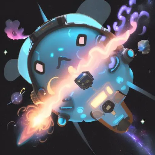 Capoo, flying in space with nebula background <lora:Capoo-0.1-1-b1-bf16-D128-A128-1-ep128-768-DAdaptation-constant:1>