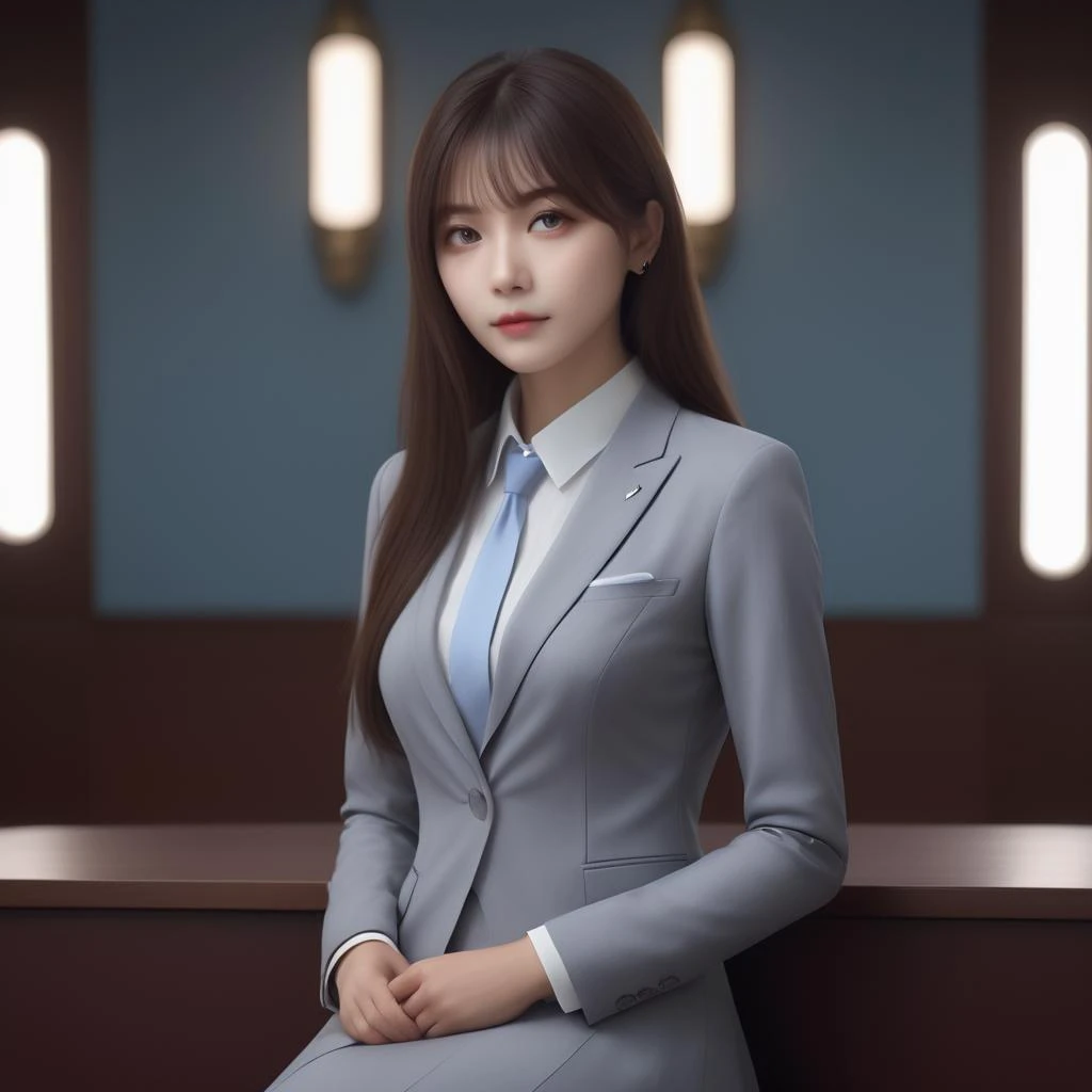 <lora:SDXL coco800:0.8>
1girl,solo, beautiful eyes, masterpiece, high quality, hyper detailed, an incredibly beautiful girl,  sexy, seductive, attractive look, perfect lips ,  perfect lighting, 8k, 4k, 
hyperrealistic, candid portrait of a girl, wearing Gray Suit with a Light Blue Tie outfit, mist softly illuminated by a bluish or violet light source, supernatural feel, dark movie, ambience of a Tim Burton's character, unity 8k wallpaper, ultra detailed, beautiful and aesthetic, best quality, intricate, sharp focus, 8k textures , hyperrealistic, shot with Mamiya Leaf, Leica Elmar-M lens, 85mm, f/1.8, (high detailed skin:1.2), uhd, dsir, soft lighting, high quality, film grain, Cinematic,