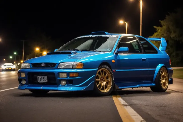 ((need for speed)),((NFS)), moving, wet, (((NIGHT))),neon lights,drift, golden 25RSCOUPE , masterpiece,best quality,official art,extremely detailed CG unity 8k wallpaper,illustration, ((TUNED RALLY car)), bright, sports car, vehicle focus, road, <lora:25RSCOUPE:0.6>