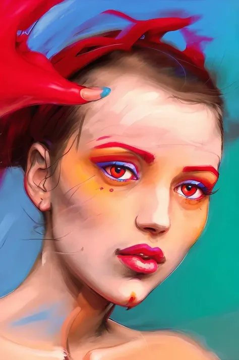 portrait of a girl<lora:vor_enki.v2.lora:0.75>
few touch of vivid colors on the lips