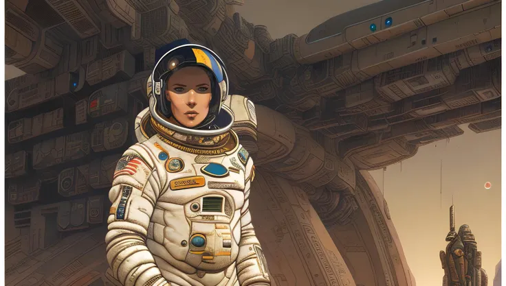 astronaut woman <lora:enkiBillal_v30:0.7>