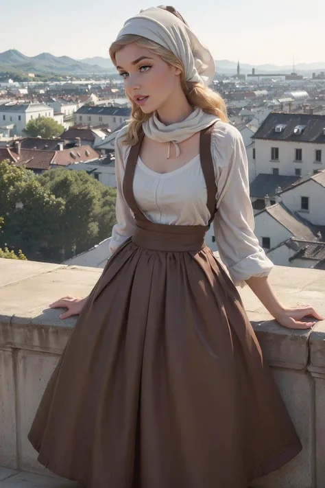 photo of Cinderella, (skinny:1.2), fit, amazing boobs, amazing ass, detailed blonde hair, detailed face, beautiful eyes,
((brown skirt, long skirt, head scarf, apron)),
(blurry background, scenic), (view from front),
erotic, elegant, sensual, seductive, (masterpiece, best quality), (photorealistic:1.4), full body, perfect illumination, (best shadow),
cinderellawaifu, <lora:Cindirella_character:0.7>