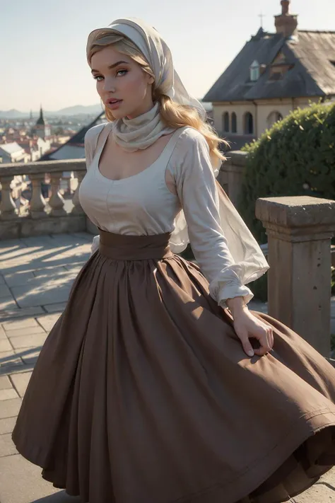 photo of Cinderella, (skinny:1.2), fit, amazing boobs, amazing ass, detailed blonde hair, detailed face, beautiful eyes,
((brown skirt, long skirt, head scarf, apron)),
(blurry background, scenic), (view from front),
erotic, elegant, sensual, seductive, (masterpiece, best quality), (photorealistic:1.4), full body, perfect illumination, (best shadow),
cinderellawaifu, <lora:Cindirella_character:0.7>