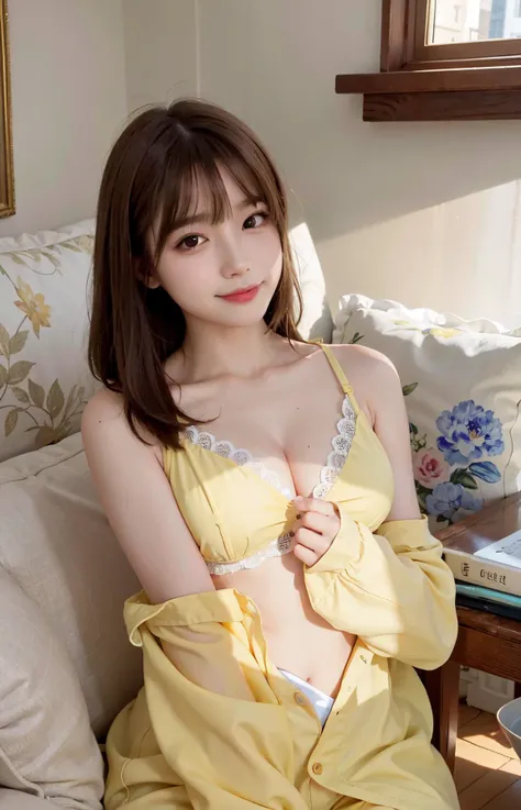 ((((brown hair, short hair)))), best quality, 8K, HDR, highres, absurdres:1.2, blurry background, bokeh:1.2, Photography, (RAW photo:1.2), (photorealistic:1.4), (masterpiece:1.3), (intricate details:1.2), 1girl, solo, japanese girl, delicate, beautiful detailed, (detailed eyes), (detailed facial features), petite, (((large breasts))), skin tight, (looking_at_viewer), from_front, (skinny), (best quality:1.4), (ultra highres:1.2), cinema light, (extreme detailed illustration), (lipgloss, best quality, ultra highres, depth of field, caustics, Broad lighting, natural shading, 85mm, f/1.4, ISO 200, 1/160s:0.75),1girl, solo,(((smile))), (((light yellow bikini, blue shirt))), (pureerosface_v1:0.5), (ulzzang-6500-v1.1:0.5) <lora:hongkongdolllikeness_v15:0.2>, <lora:minesfixAsianLikeness_v10:0.4>, <lora:no135Girl_v10:0.2>, <lora:realYamiRealYami_realYamiV10:0.2>, sport shoes