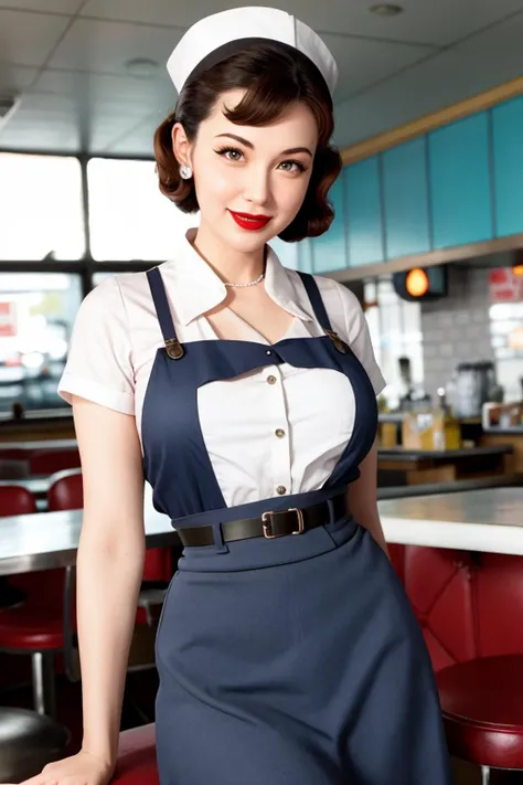 waitress at a 1950s diner
