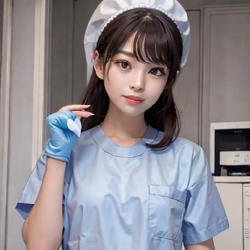 masterpiece,high quality, high resolution,ultra detailed,8k,surgeon,straight hair,two girls,pretty,black surgical gown,light blue gloves,brown short hair,surgical cap,eighteen years ***,,standing surrounding the bed,operating room,big surgical lights,heart monitor,many medical devices,from side,steshoscope,(((evil smile,blood on clothes,black latex))),glare at wiewer,blonde