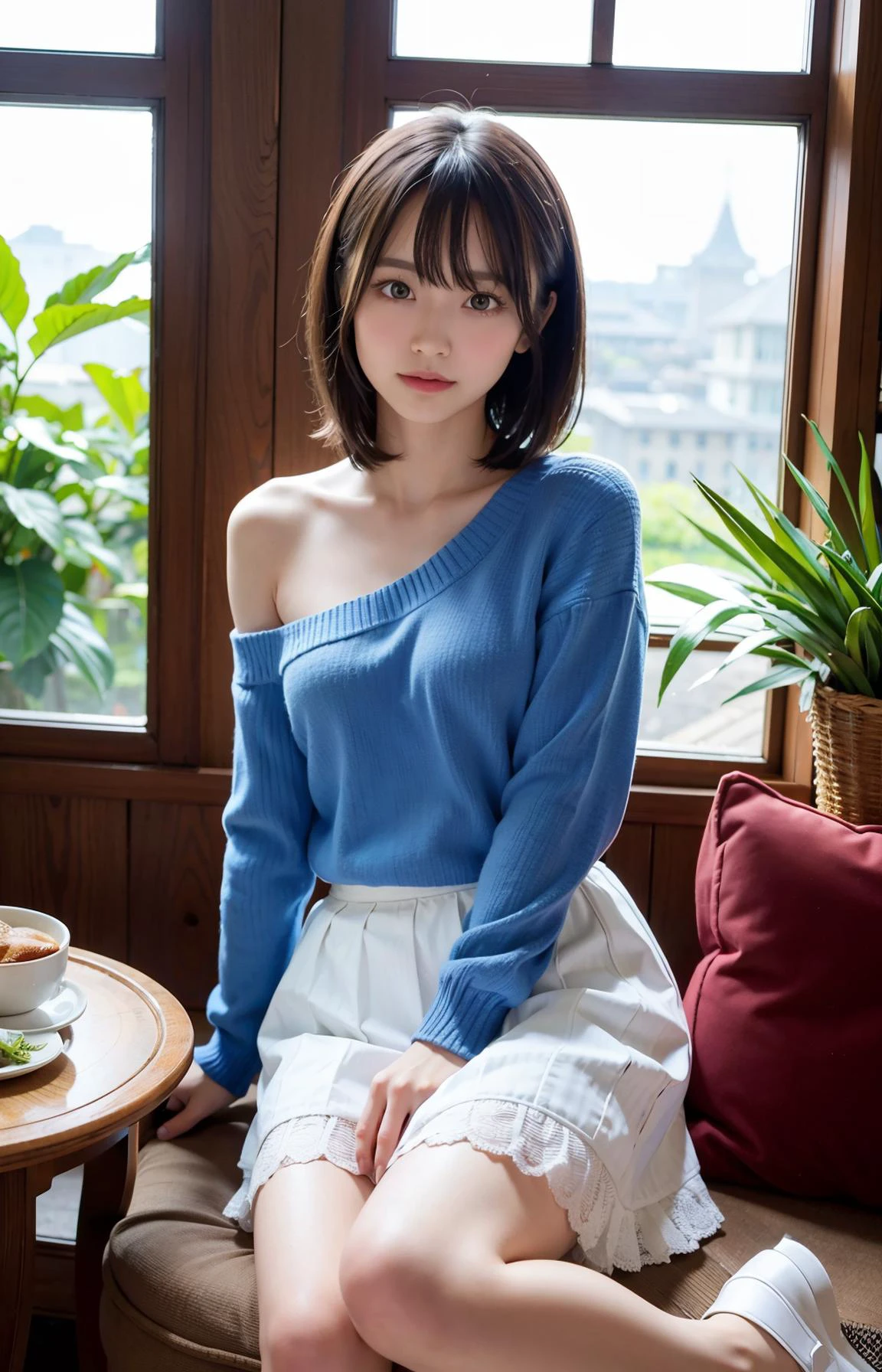 (((parted bangs, medium hair))), best quality, 8K, HDR, highres, absurdres:1.2, blurry background, bokeh:1.2, Photography, (RAW photo:1.2), (photorealistic:1.4), (masterpiece:1.3), (intricate details:1.2), 1girl, solo, chinese girl, delicate, beautiful detailed, (detailed eyes), (detailed facial features), petite, (((small breasts))), skin tight, ((looking_at_viewer)), from_front, (skinny), (best quality:1.4), (ultra highres:1.2), cinema light, (extreme detailed illustration), (lipgloss, best quality, ultra highres, depth of field, caustics, Broad lighting, natural shading, 85mm, f/1.4, ISO 200, 1/160s:0.75), (((white off-shoulder dress))), <lora:jpgirlRana_v10:0.3> ,<lora:jpIDOL_v10:0.3> ,<lora:liyuuLora_liyuuV1:0.2>,<lora:MomonaLora_v1:0.2>,