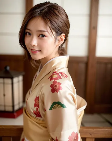 best quality, face focus, soft light, (depth of field) ,ultra high res, (photorealistic:1.4), RAW photo, (portrait:1.4) ,(from side:1.2)
1japanese girl, solo, cute, (shy, smile:1.1), (brown eyes), detailed beautiful face, (short_hair ), japanese-style room
(silk kimono:1.4) <lora:japaneseDollLikeness_v10:0.3>