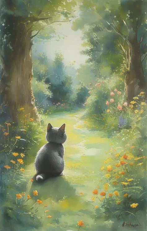 masterpiece,best quality,<lora:tbh131-sdxl:0.8>,cyber cat,painting,style of E. H. Shepard,