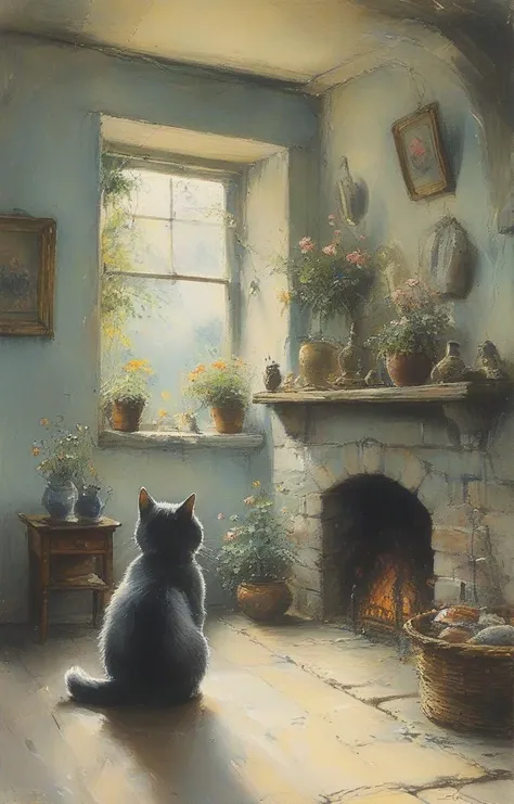 masterpiece,best quality,<lora:tbh131-sdxl:0.8>,cyber cat,painting,style of E. H. Shepard,