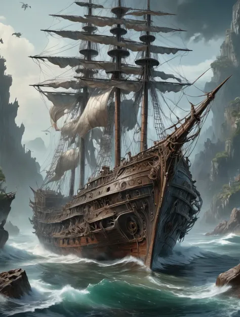 <lora:KarolBakXL:0.8>,a ghost ship appears in present day,masterpiece,kbak style,epic,8k,cinematic,trending on artstation and deviantart,ultra detailed