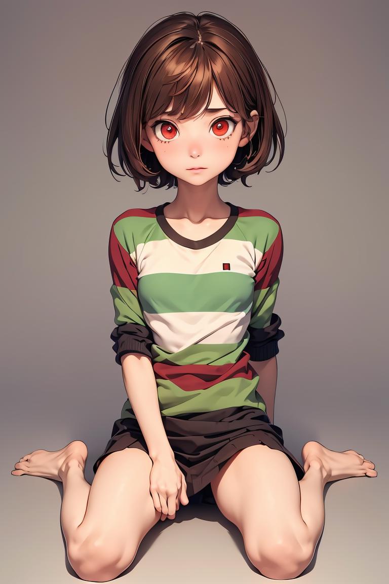 A girl sitting on the ground with her legs crossed - SeaArt AI