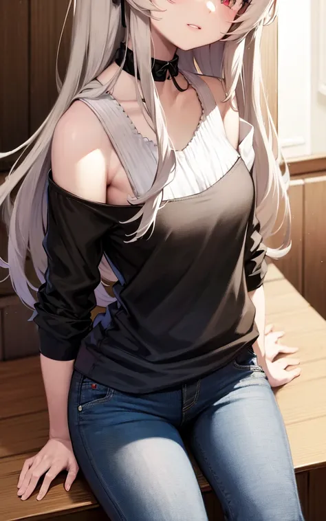 Suigintou,jeans,t-shirt, small breasts,