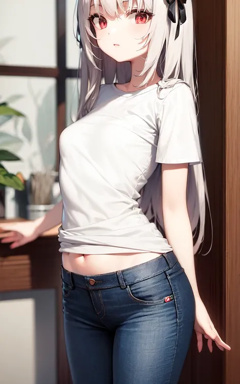 Suigintou,jeans,t-shirt, small breasts,